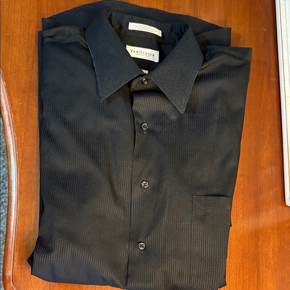 Van Heusen Men's Dark Charcoal/Black Dress Shirt XL 17” neck - Picture 4 of 4